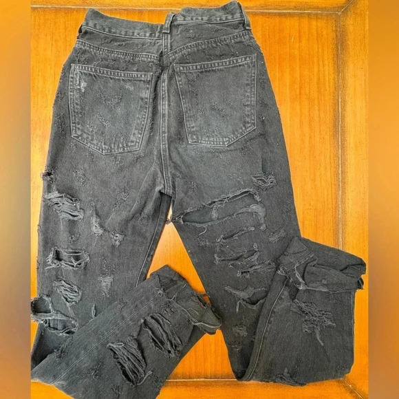 Agolde Black Criss Cross Straight Jeans - Picture 2 of 3